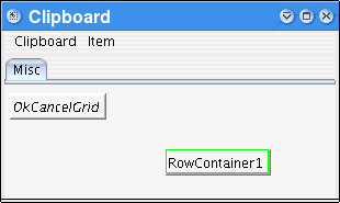 The clipboard after selecting the row container