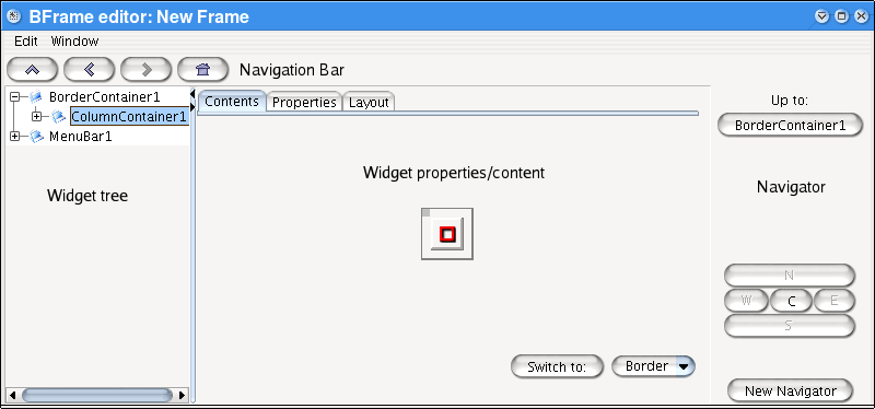 The different areas of the editing window