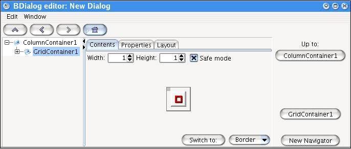 The editor window : grid container editing