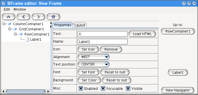 Editor window : label editing