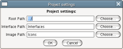 The Project Settings Edit Window